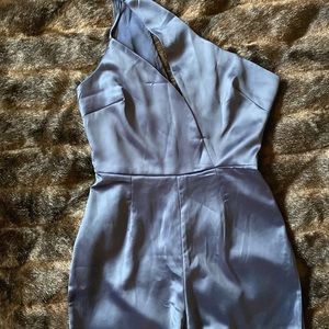 Blue satin jumper with sling cross straps